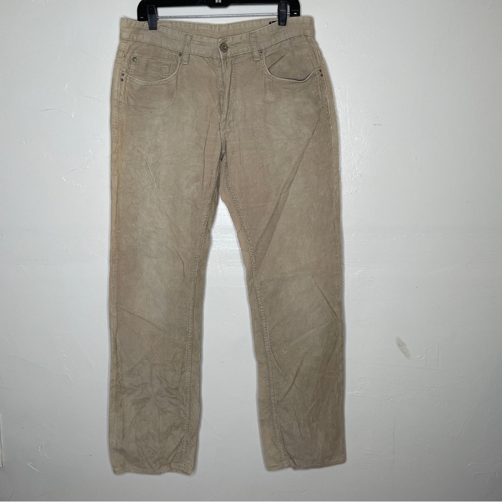 BUFFALO DAVID BITTON SLIM STRAIGHT KHAKI 100% COTTON CORDUROY PANTS SZ 34x32